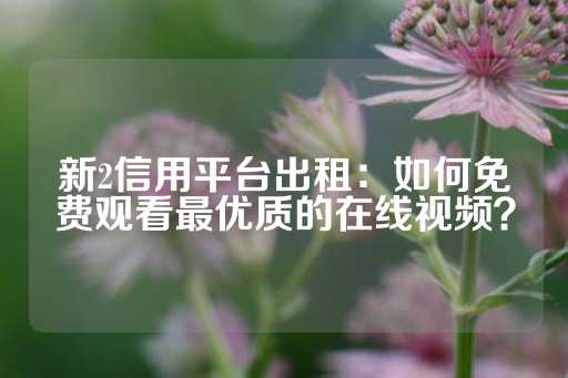 新2信用平台出租：如何免费观看最优质的在线视频？